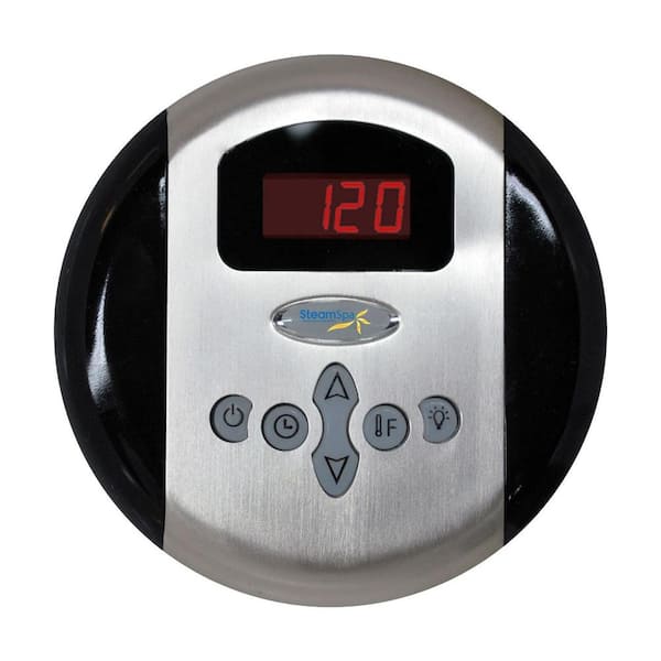 SteamSpa Programmable Steam Bath Generator Control Panel with Presets in Chrome