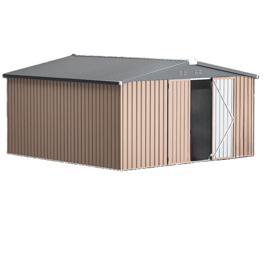 12 ft. W x 12 ft. D Metal Storage Shed, Tools Storage Shed for Garden, Bakcyard, Light Brown (144 sq. ft. ) price history on PriceWatchPro