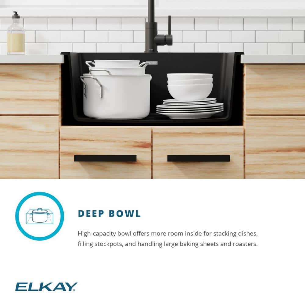 Elkay Black Quartz Single Bowl Drop-In Kitchen Sink