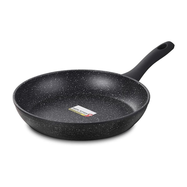 10 in. Nonstick Matte Black Speckled Frying Pan with Bakelite Handle, Aluminum, Induction Compatible, Set