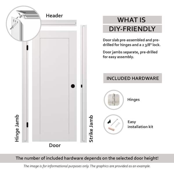 Belldinni Shaker 1 Panel N DIY-Friendly 24 in. х 80 in. Left-Hand