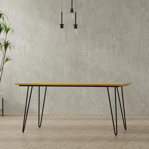 Hunter Industrial Oak Wood 66 in. 4 Legs Rectangle Dining Table, Seats 6
