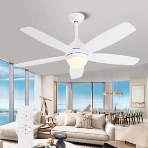 Noiseless 52 in. Integrated LED Indoor White Ceiling Fan with Light Kit and Remote Control, DC Motor