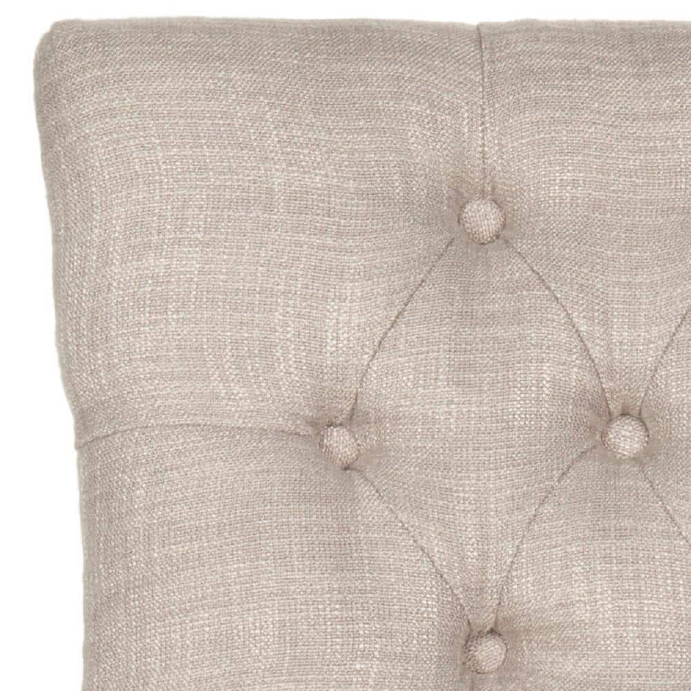 Gray Linen Upholstered Parsons Side Chair with Wood Legs