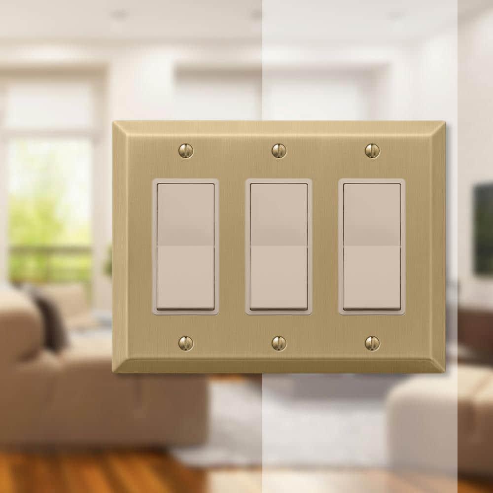 Brushed Bronze 3-Gang Rocker Steel Wall Plate