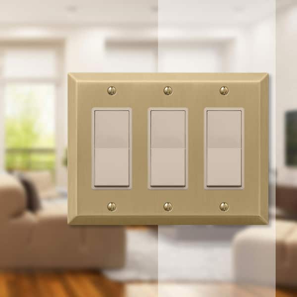 Metallic 3 Gang Rocker Steel Wall Plate - Brushed Bronze