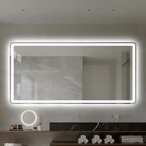 48 in. W x 32 in. H Rectangular Frameless Wall-mounted Bathroom Vanity Mirror in Silver