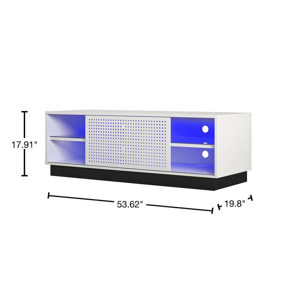 Contemporary White Gamer TV Stand with LED & Wire Management
