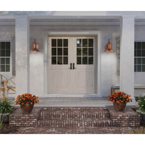 Brookside Collection 1-Light Solid Copper Farmhouse Outdoor Small Wall Lantern Light