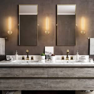 Yula 17.7 in. 1-Light Modern Gold Linear Strip Wall Light Minimalist Tube Integrated LED 3000K Bathroom Vanity Light