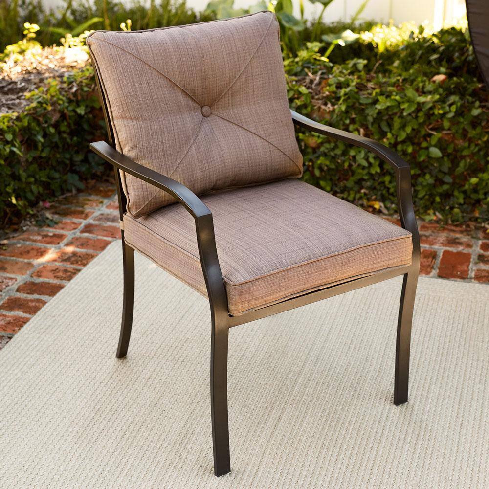 Copper Bronze 4-Person Square Outdoor Dining Set with Cushions