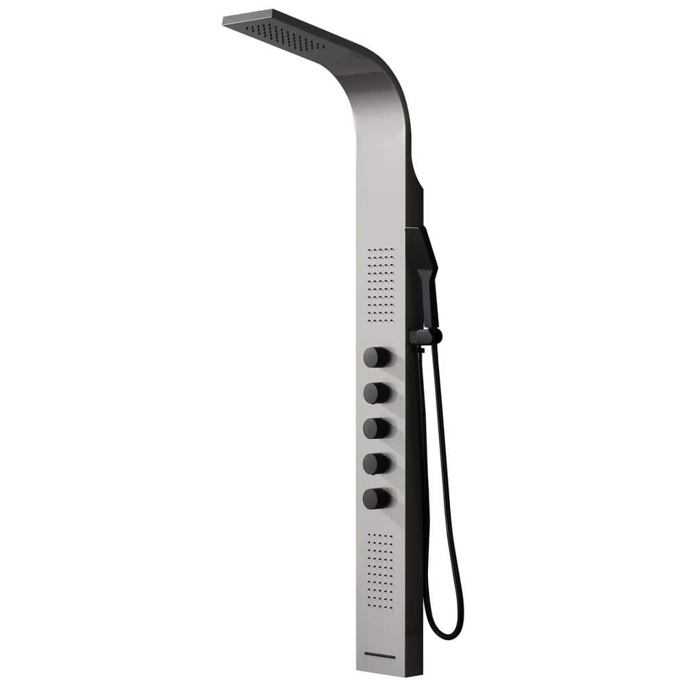 2-Jet Modern Shower Panel Tower System with Rainfall Shower Head, Tub Spout, and Shower Wand in Black Nickel price history on PriceWatchPro