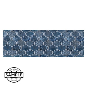 Take Home Sample - June Blue Listello 6 in. x 18 in. Hand-Painted Decorative Ceramic Tile
