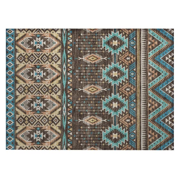 Chantille Machine Washable Indoor/Outdoor Abstract ACN1851 Brown 2 ft. x 3 ft. Accent Rug