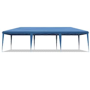 30 ft. x 10 ft. Blue Straight Leg Pop-up Canopy with Sandbags and Roller Storage Bag