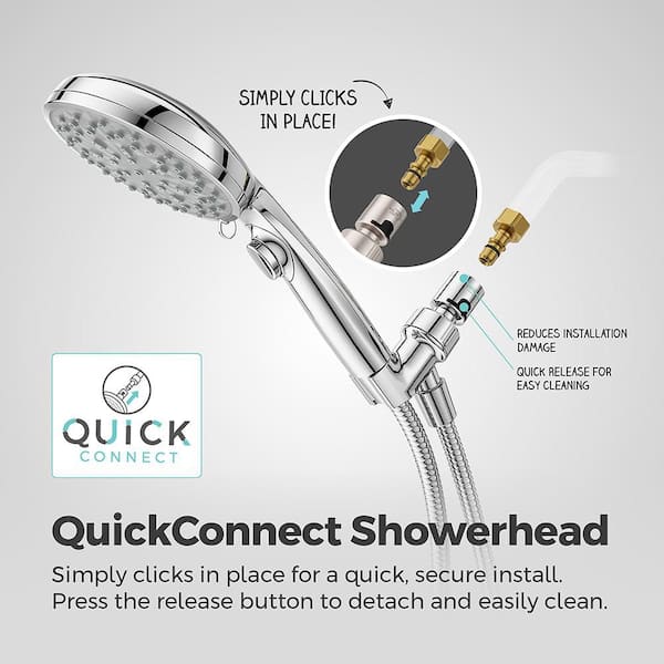 HydroFuse 6-Spray Wall Mount Handheld Shower Head with QuickConnect 1.75 GPM in Polished Chrome