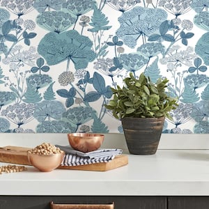 Blue and White Niittypolku Peel and Stick Wallpaper (Covers 28.29 sq. ft.)