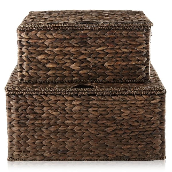 Casafield Brown Espresso 21.25 in. x 24.75 in. Wicker Hyacinth