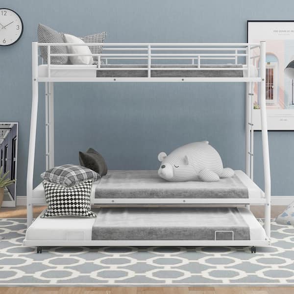 White metal store bunk bed frame