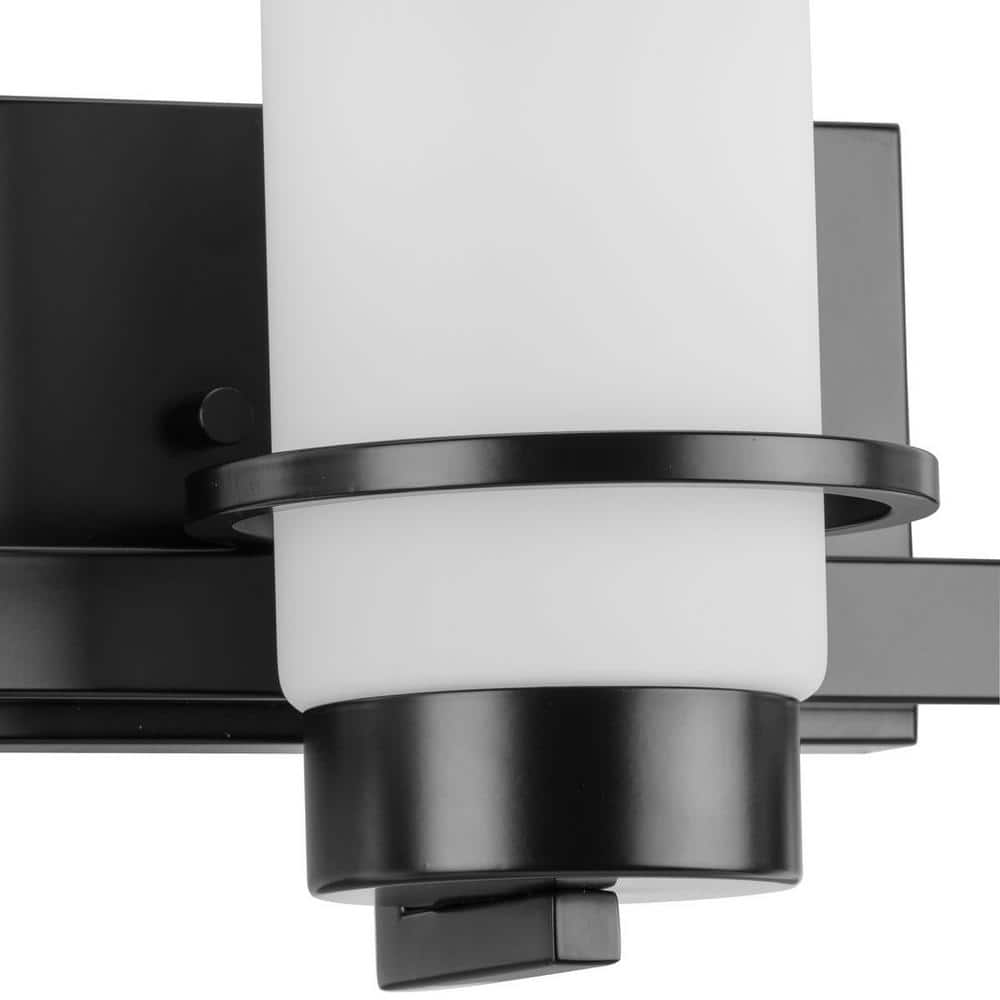 Matte Black 3-Light Vanity with White Glass Shades