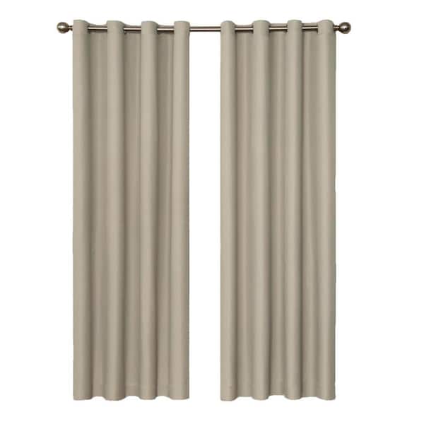 Eclipse String Beige Thermal Grommet Blackout Curtain - 52 in. W x 63 in. L