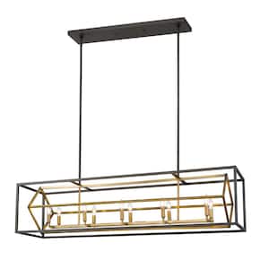 Euclid 10-Light Olde Brass Plus Bronze Chandelier with No Shade