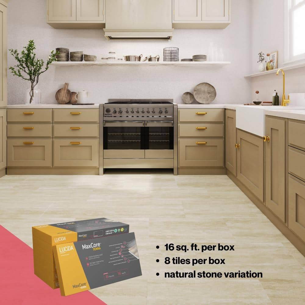 Cream Beige 24" x 12" Waterproof Vinyl Tile Flooring