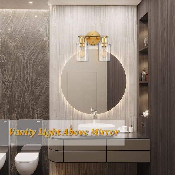10.44 in. 2-Lights Gold Vanity Light for Bathroom