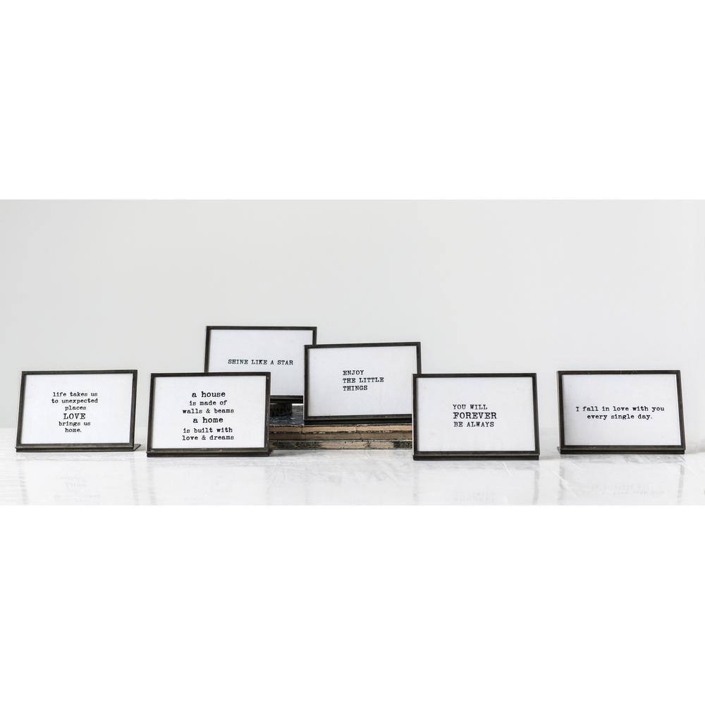 Inspirational Quotes White Metal and Glass Table Frames Set