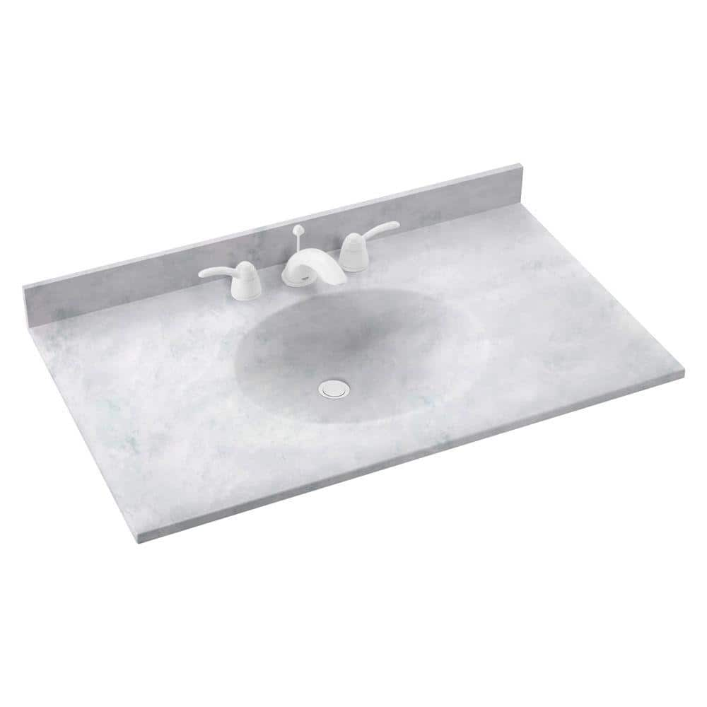 Reviews For Swan Ellipse 43 In W X 22 In D Solid Surface Vanity Top With Sink In Ice Vt02243130 The Home Depot