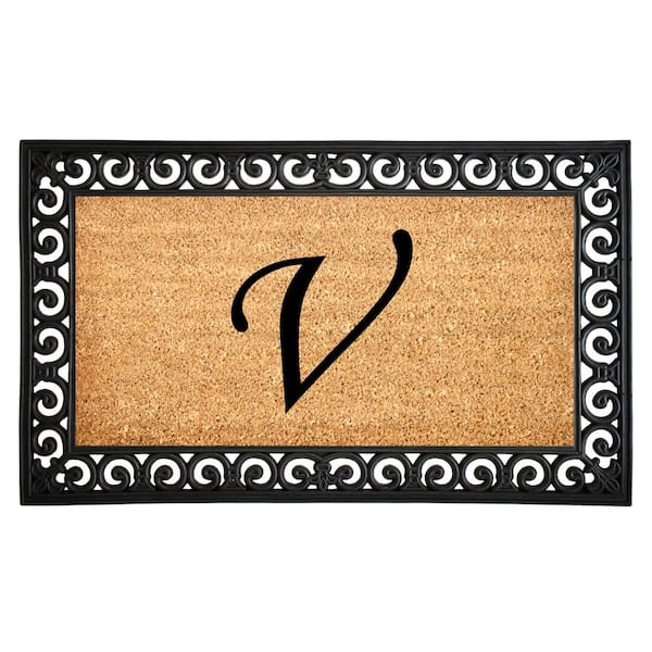 Gabriel 18 in. x 30 in. Monogrammed (Letter V) Door Mat