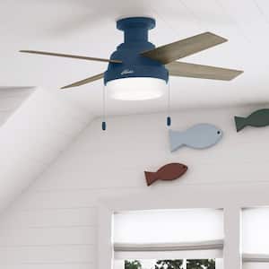Ristrello 44 in. Indoor Indigo Blue Low Profile Ceiling Fan with Light Kit