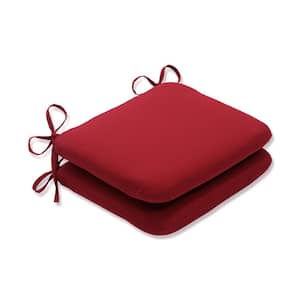 Solid 18.5 in. x 15.5 in. Outdoor Dining Chair Cushion in Red (Set of 2)