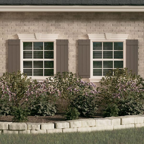 16 1/8"W x 25"H EnduraCore Composite, 3-Board Joined Board-n-Batten Shutters, Wine Red (Per Pair-No Hardware)