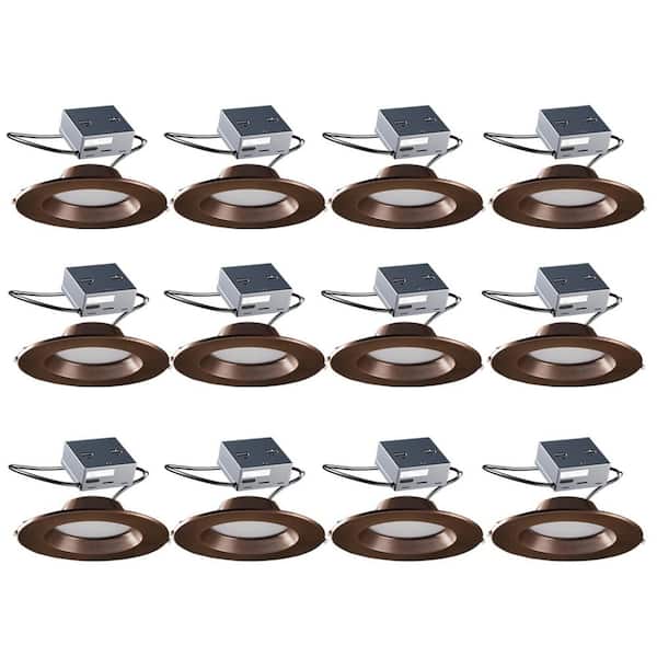 bulbeats 6 in. Adjustable 3 CCT Canless Bronze Round Integrated LED Recessed Light Kit Dimmable Indoor Downlight 12-Pack