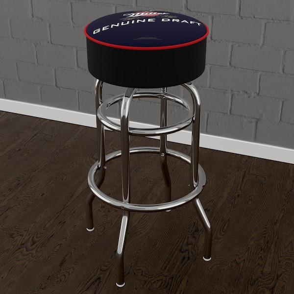 Unbranded Miller Genuine Draft 31 in. Red Backless Metal Bar Stool with Vinyl Seat