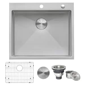 Drop-In Tight Radius Topmount Stainless Steel 25 in. 16-Gauge Single Bowl Kitchen Sink