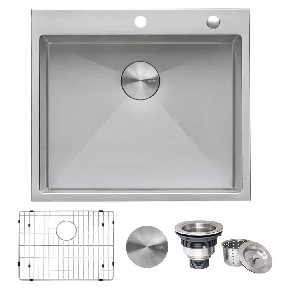 25-Inch Stainless Steel Single Bowl Drop-In Kitchen Sink