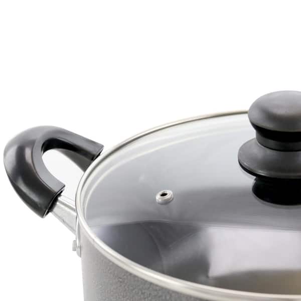 Alpine Cuisine Aluminum Non-Stick Dutch Oven Pot with Glass Lid, 10 Quart,  Gray