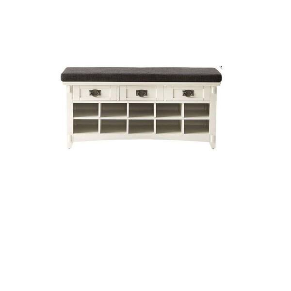 Unbranded Artisan White 3-Drawer Bench with Shoe Storage