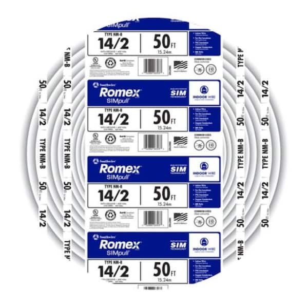 50 ft. 14/2 Solid Romex Simpull CU NM-B W/G Wire