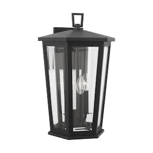 Witley Large Textured Black StoneStrong Outdoor Wall Lantern with Clear Beveled Glass