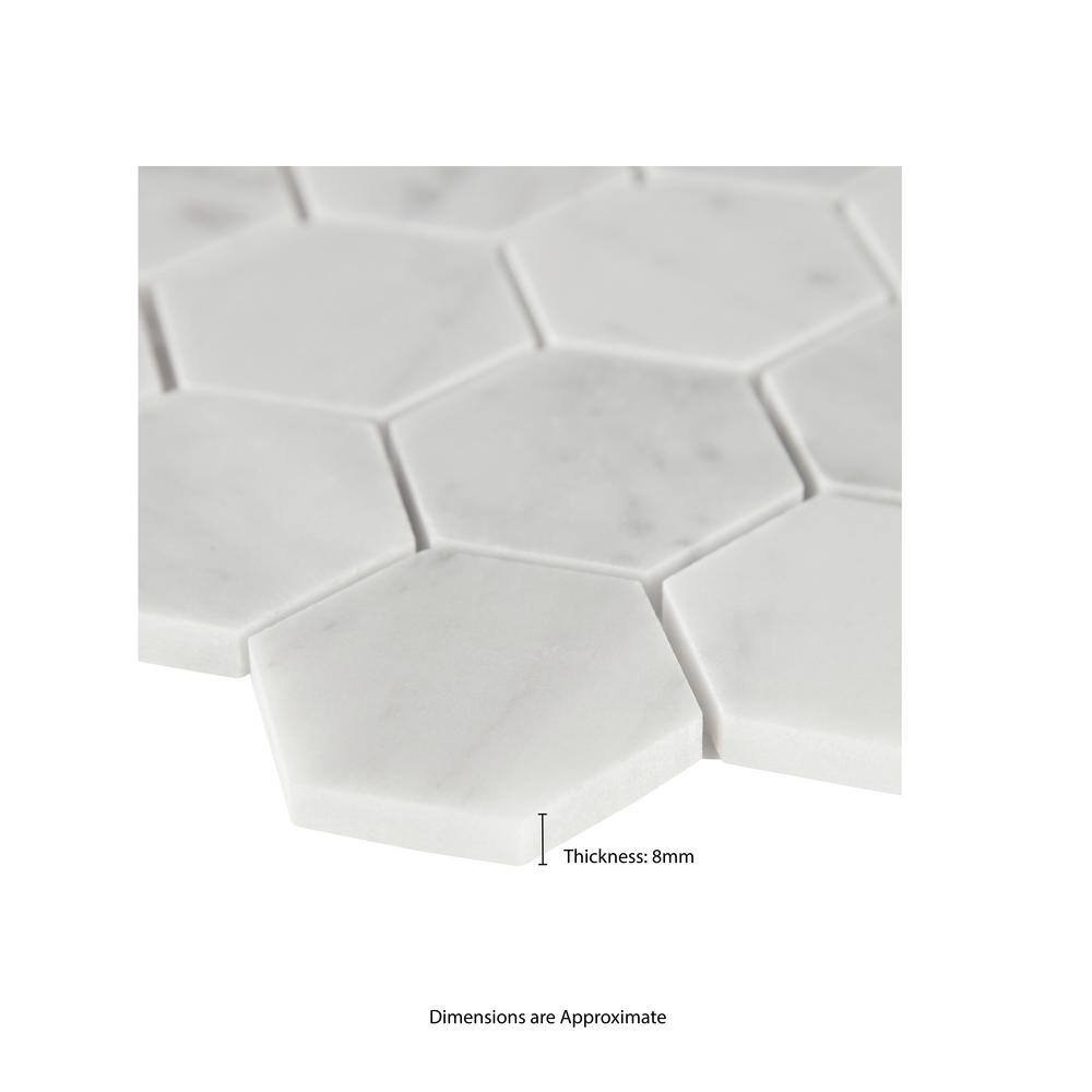 Carrara White Hexagon Honed Marble Mosaic Tile Sheet