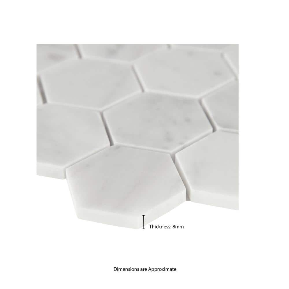 Carrara White Hexagon Honed Marble Mosaic Tile Sheet