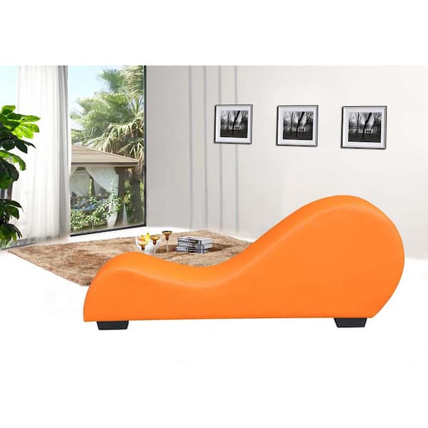 Unbranded Orange Faux Leather Chaise Lounge
