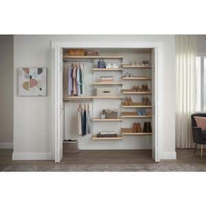 Genevieve 6 ft. Birch Adjustable Closet Organizer Double Hanging Rod with Shoe Rack and 6 Shelves