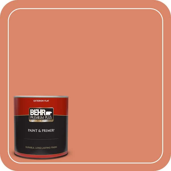 BEHR PREMIUM PLUS 1 qt. #M180-5 King Salmon Flat Exterior Paint & Primer
