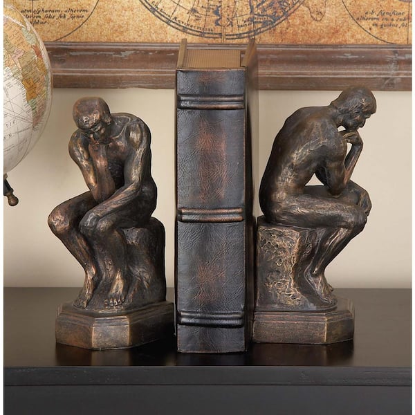 Litton Lane 9 in. x 3 in. Polystone The Thinker Bookend