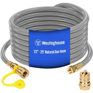 25-Foot Natural Gas Hose with Adapter, 1/2-Inch Diameter, For Tri Fuel Generators