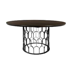 Gatsby Dark Gray Oak and Metal Round Dining Table